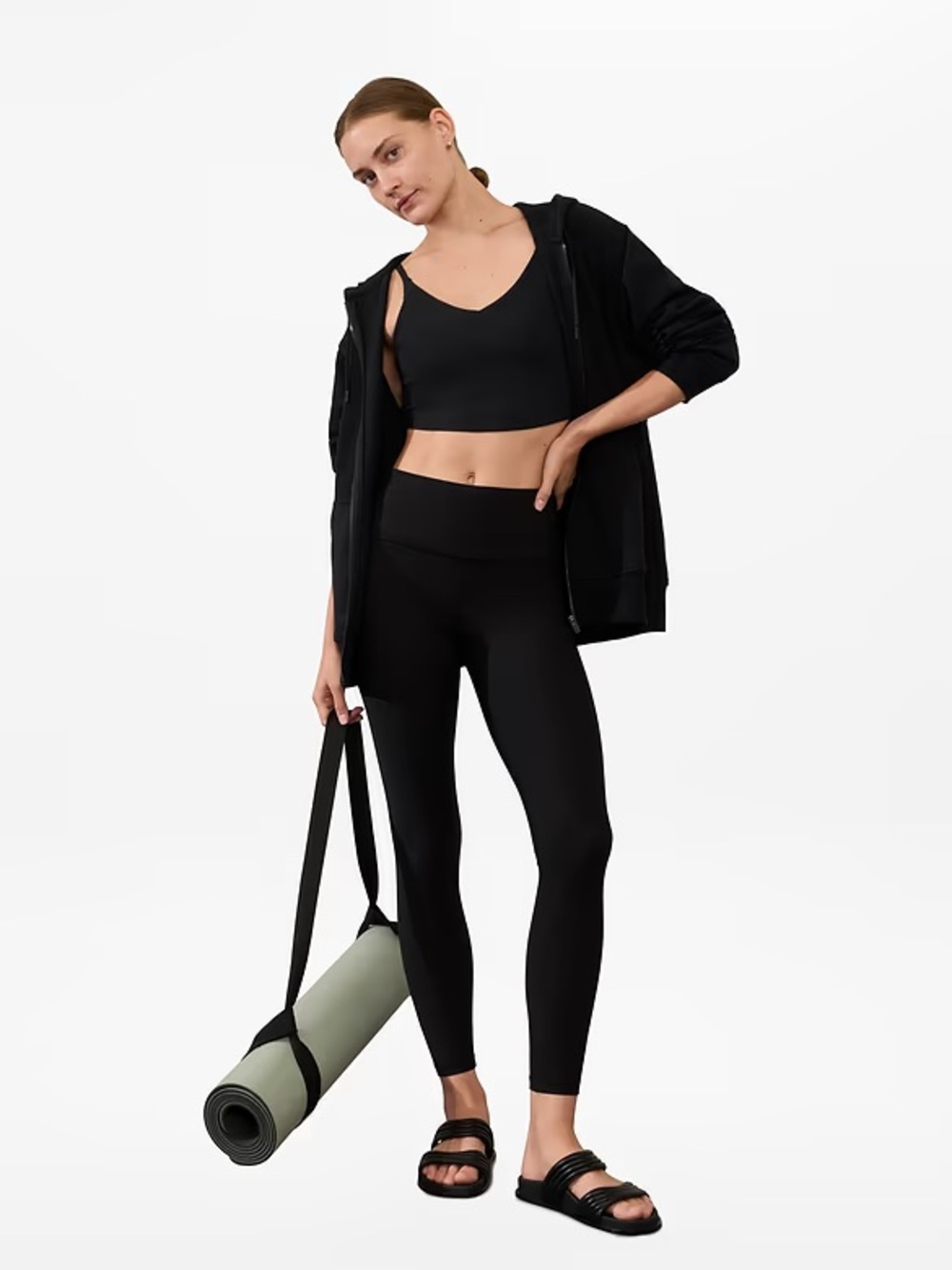 Athleta Elation Rib Tight Leggings Black High Rise Ribbed Yoga Pants Medium M